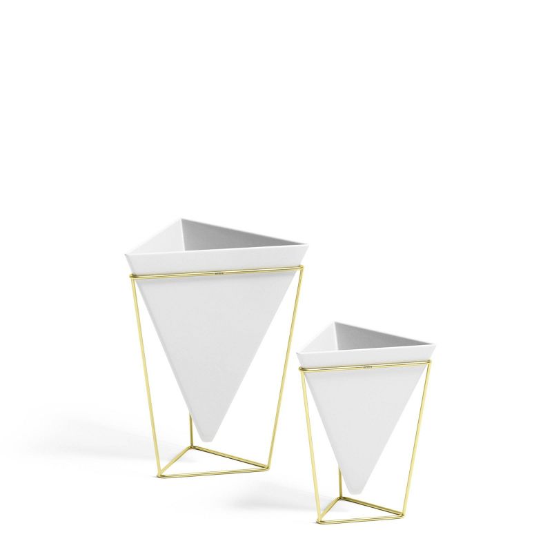 Set of 2 Trigg Tabletop Vessels White/Brass - Umbra