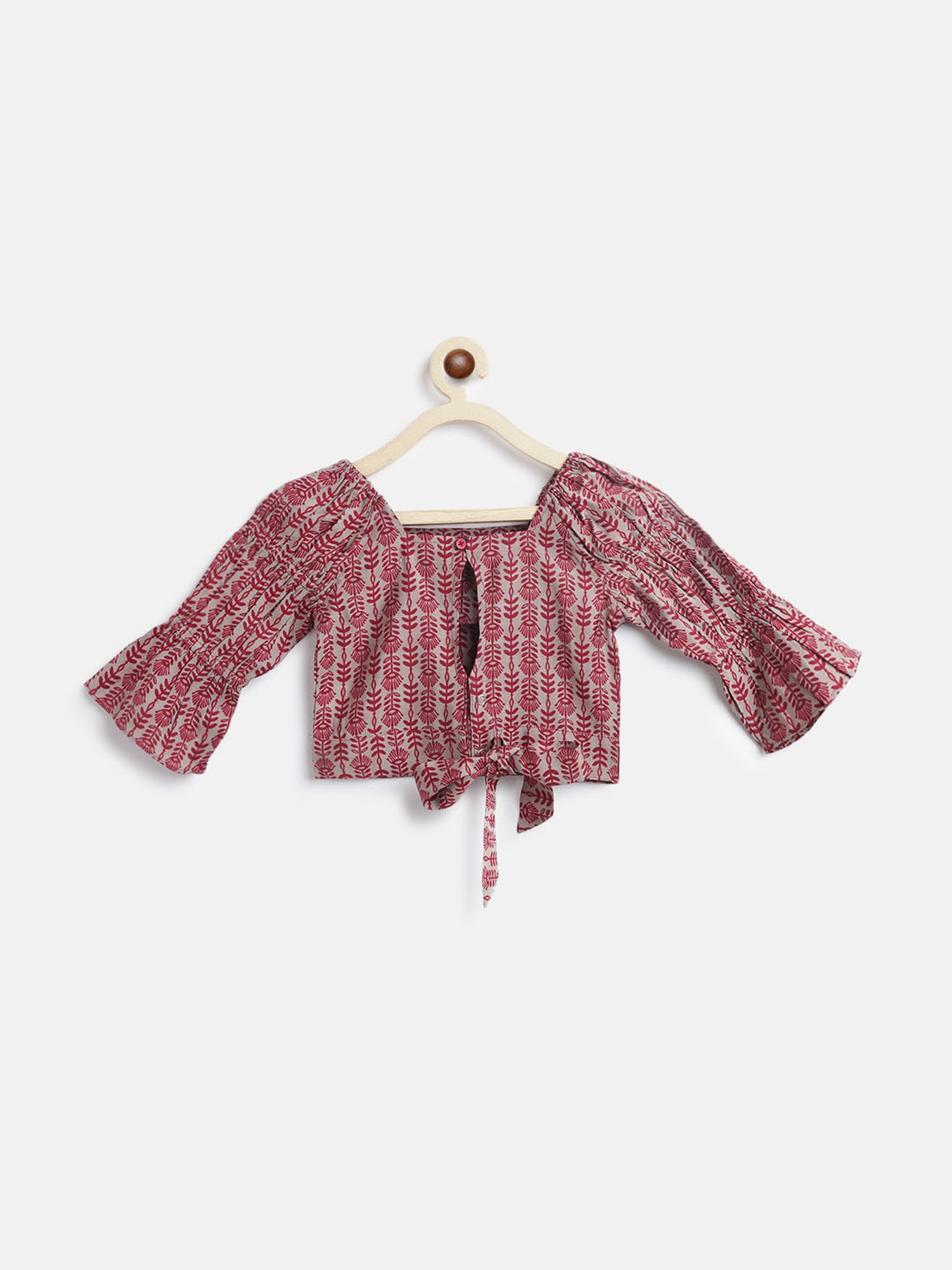 Tales & Stories Kids Grey & Maroon Printed Top, Pants with Dupatta