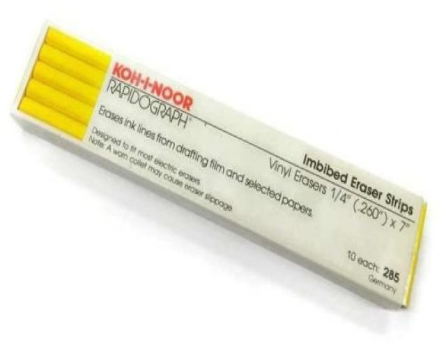 Koh-I-Noor Rapidograph 285 1/4" x 7" 10 pack Yellow Vinyl Imbibed Eraser Strips