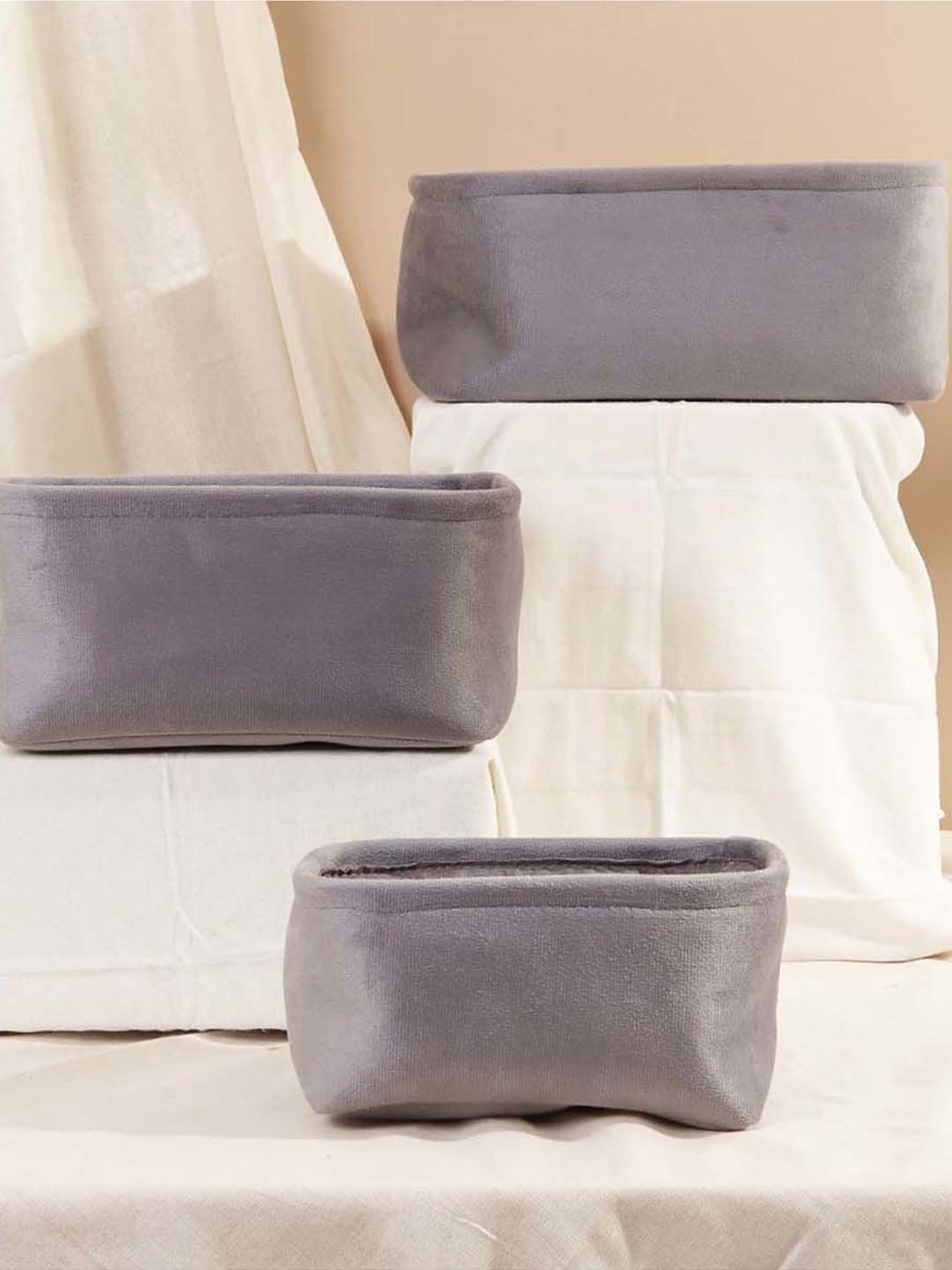 Mason Home Velvet Grey Basket (Set of 3)