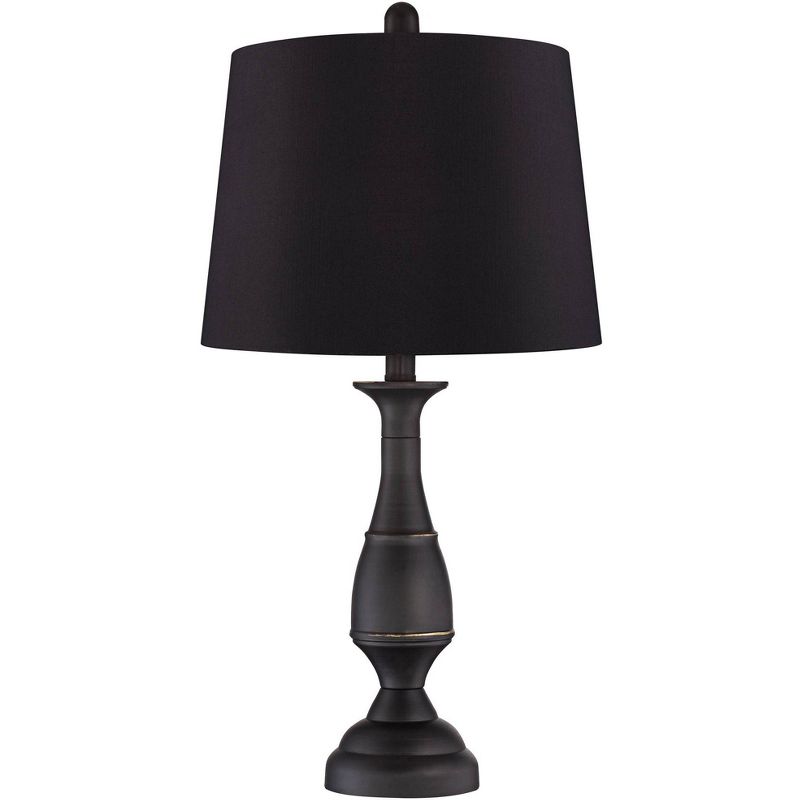 Regency Hill Ben Dark Bronze Metal Black Shade Table Lamps Set of 2