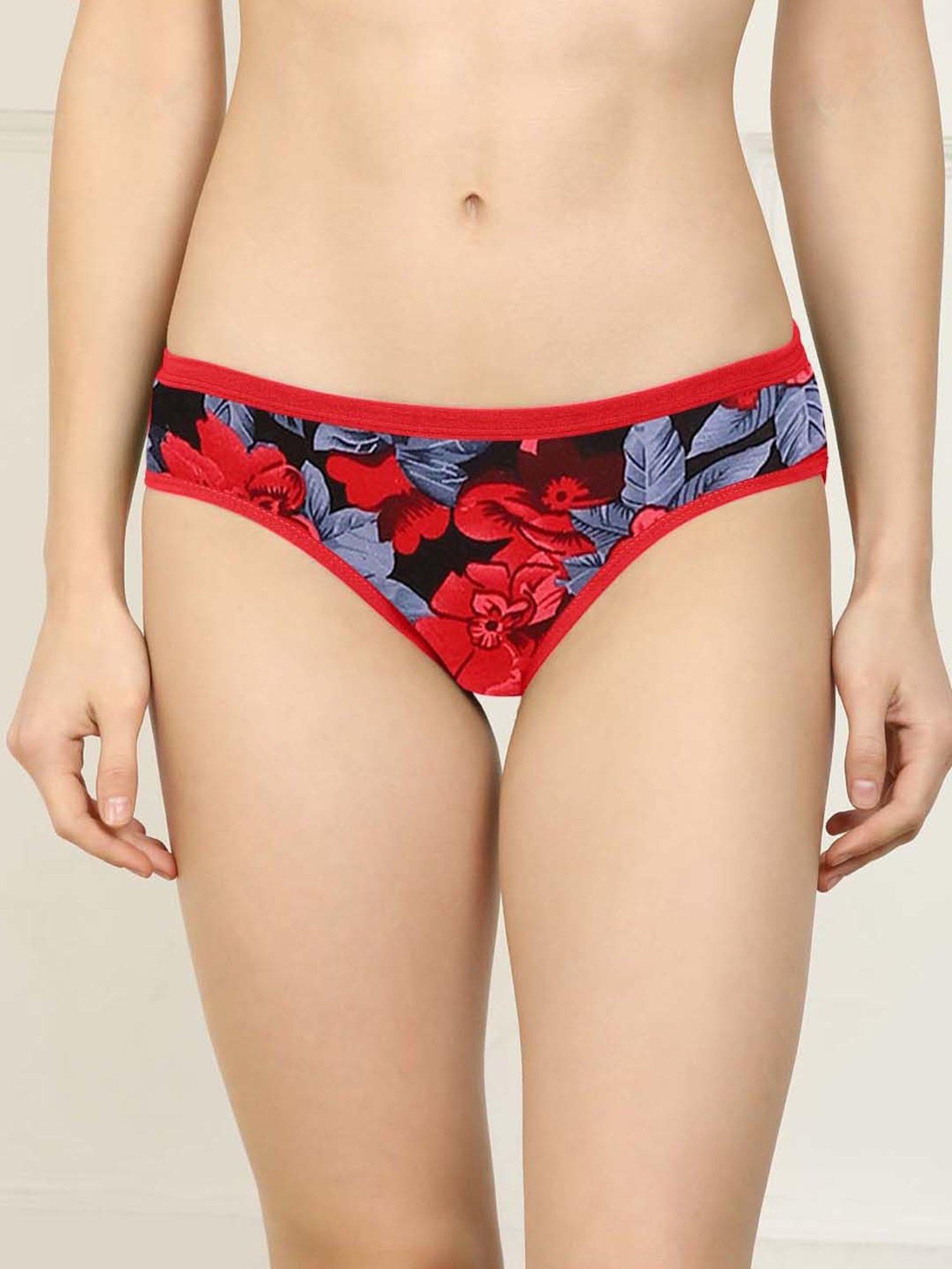 AROUSY Pink & Red Printed Bikini Panties - Pack Of 6