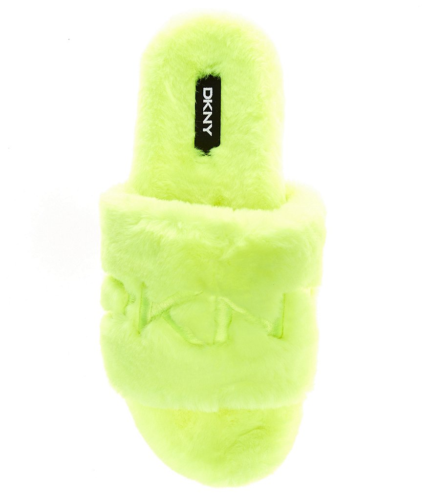 DKNY Palz Signature Logo Faux Fur Platform Slides