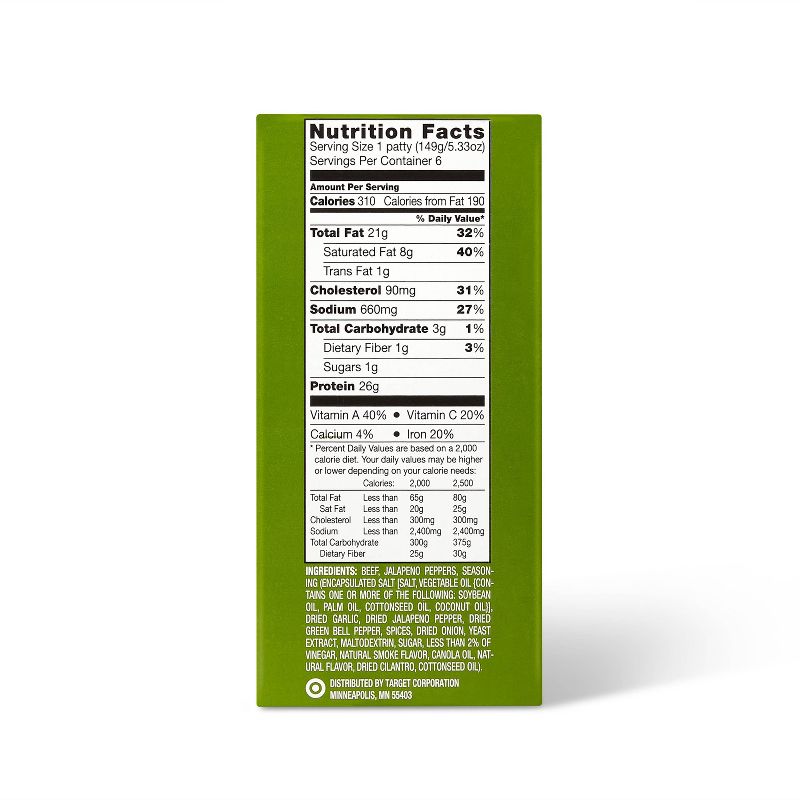 Jalapeno Beef Patties - Frozen - 2lbs - Good & Gather™