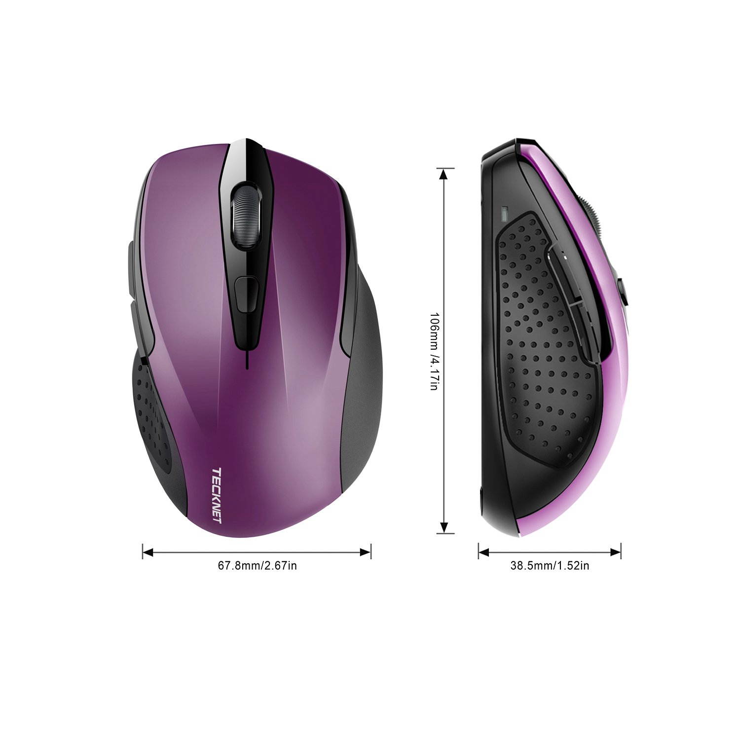 TeckNet 2600DPI Bluetooth Wireless Mouse, 24 Months Battery Life with Battery Indicator, 2600/2000/1600/1200/800DPI (Black)