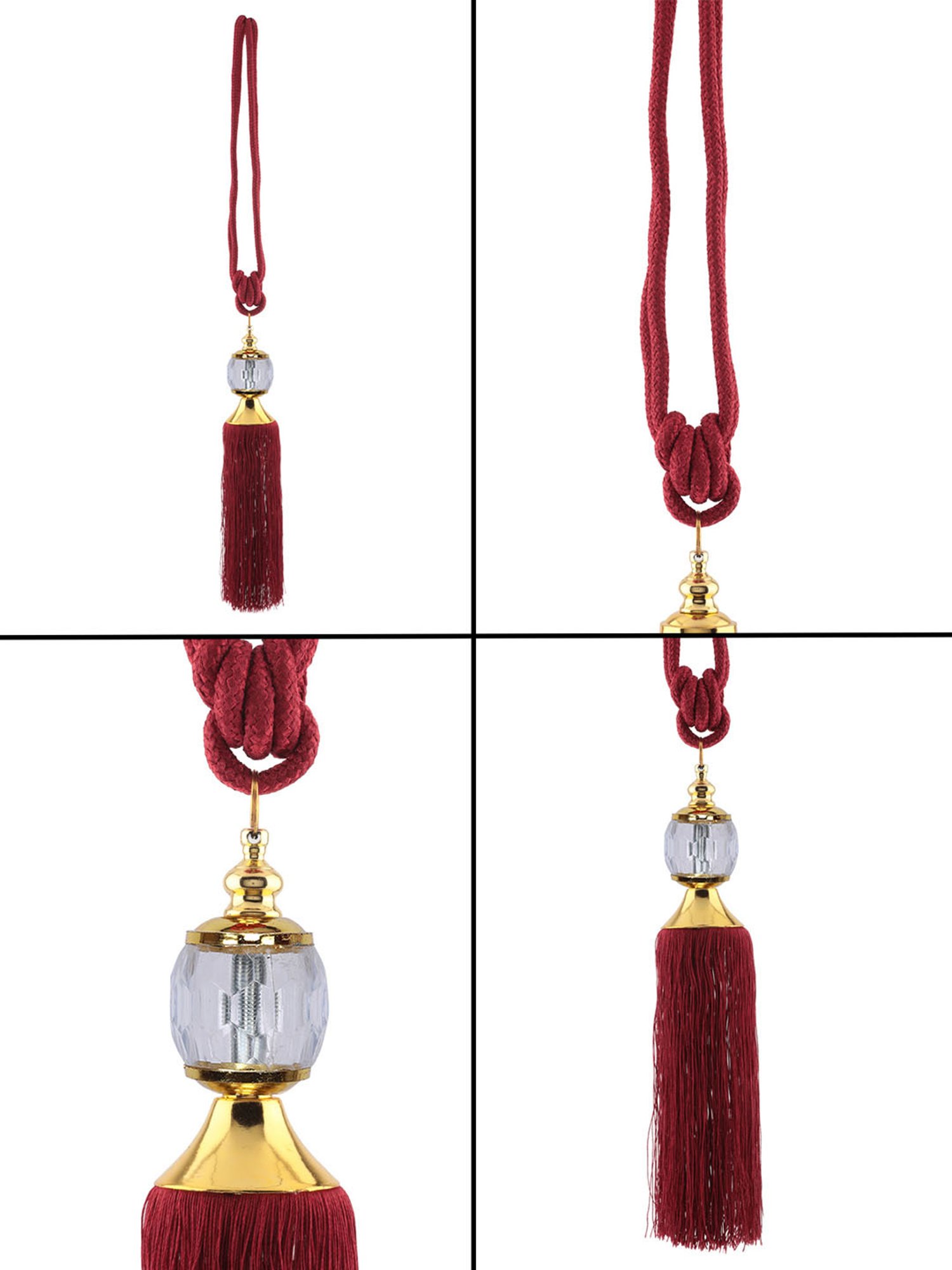 Romee Red Polyester Printed Curtain Tie and Hold Backs