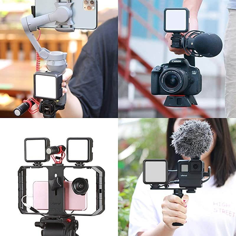 VL49 2000mAh LED Video Light w 3 Cold Shoe Rechargeable Soft Light Panel for DJI OSMO Mobile 3 OM 4 Pocket Zhiyun Smooth Sony ZV1 A7 III RX100 VII Canon G7X III A6400 Camera GoPro 8 Vlogging