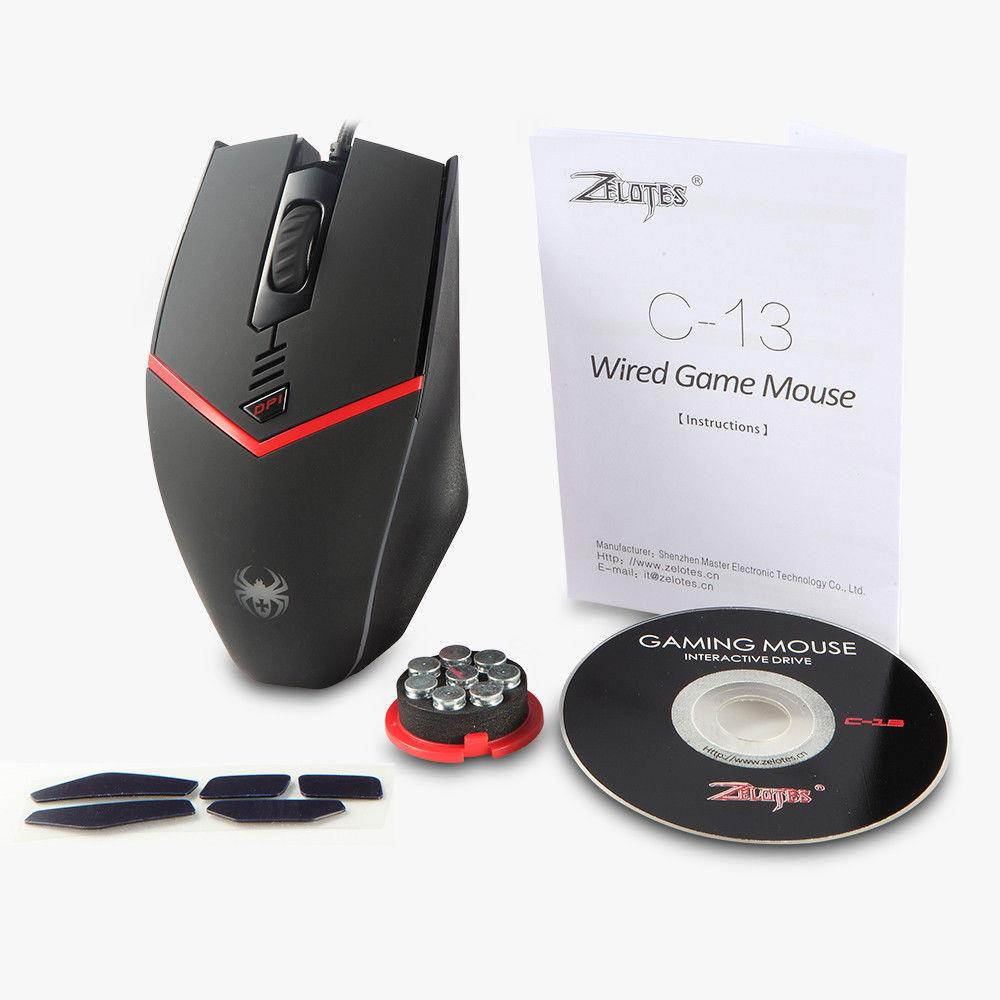 ZELOTES C-13 3200DPI 6D Wired Gaming Mouse LED Optical Mouse Mice For PC Laptop