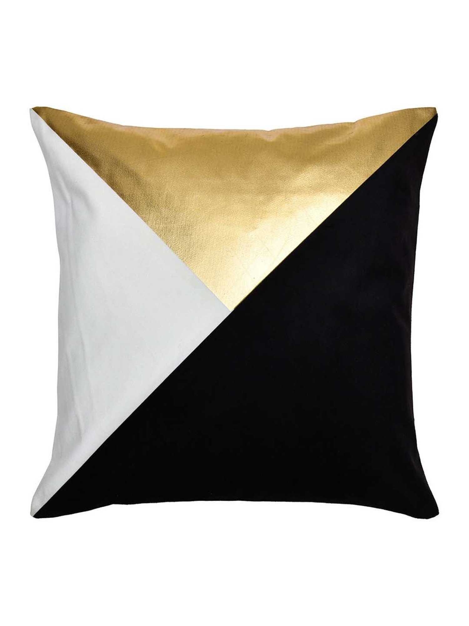 @home Nilkamal Black & Gold Polyester Cushion Cover
