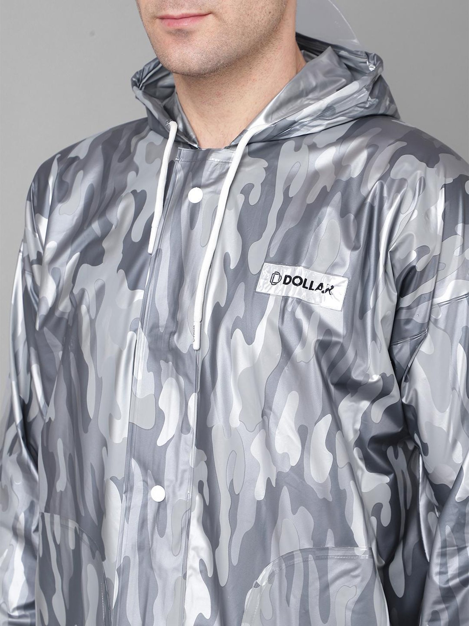 Dollar Grey Regular Fit Printed Rainwear Jacket