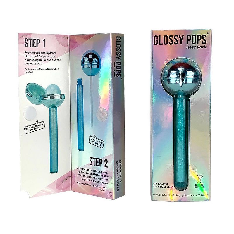 Glossy Pops Lip Balm and Lip Gloss Duo - Blue Skies Fruit Punch - 1.16oz