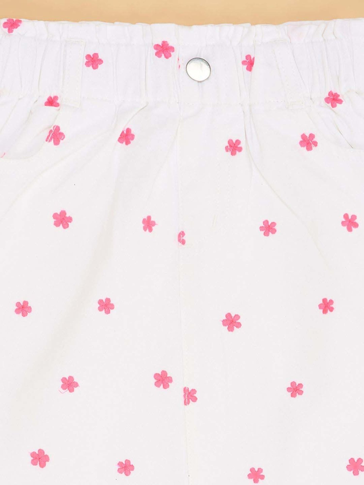 Pantaloons Junior Girls Pink & White Cotton Floral Skirts