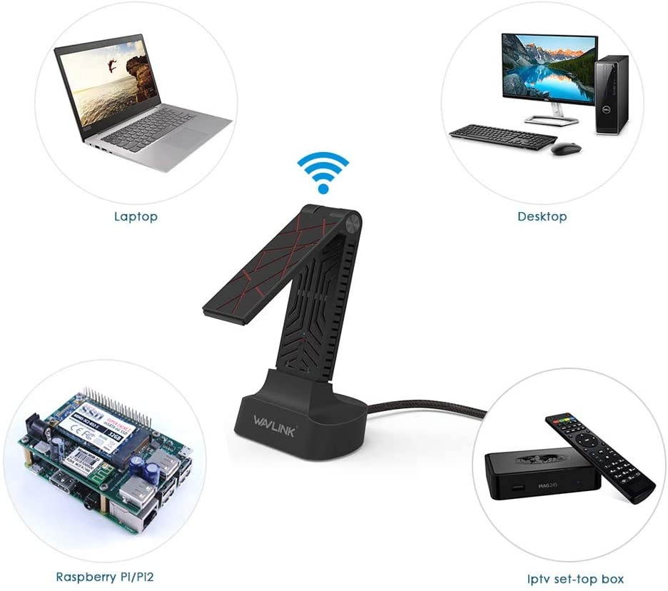 USB WiFi Adapter 1900Mbps Dual Band USB 3.0 WiFi DongleWireless Network Adapter with High Gain Antenna for Windows Mac OS XCradle Included