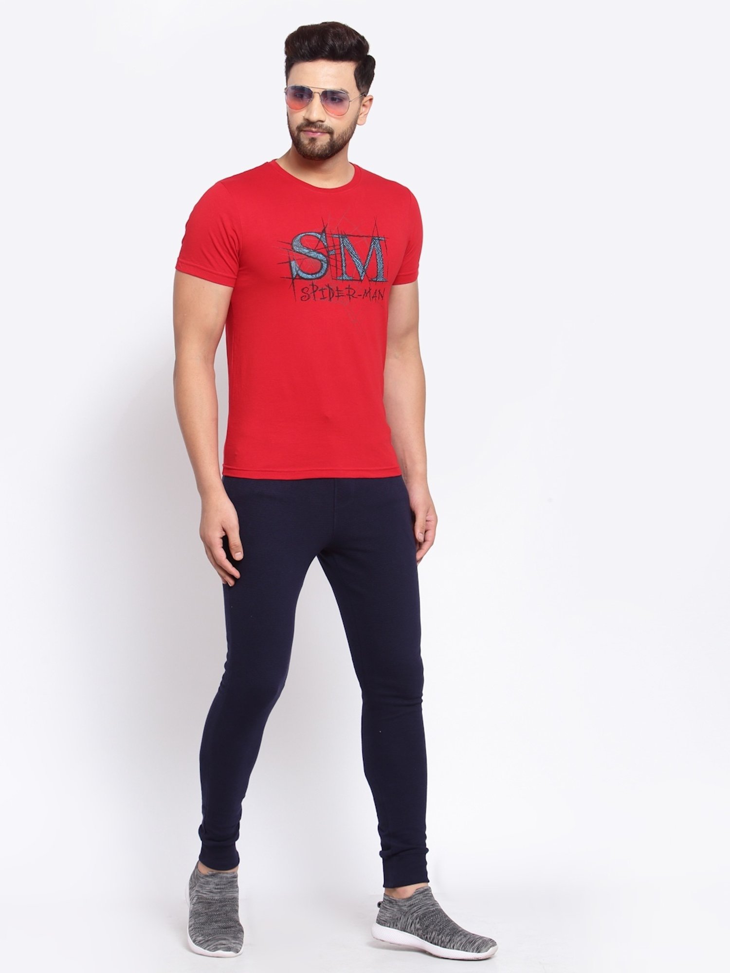 Sporto Red Regular Fit Printed Sports T-Shirt