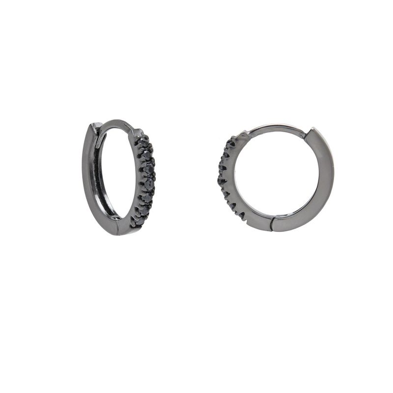 Rowan Black CZ Huggie Hoops - Sterling Silver