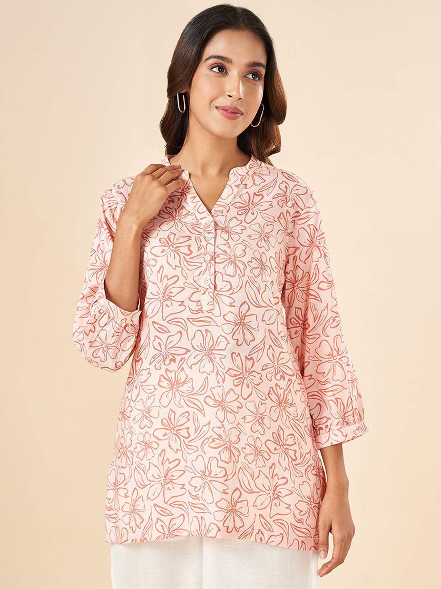 Akkriti by Pantaloons Peach Printed Tunic