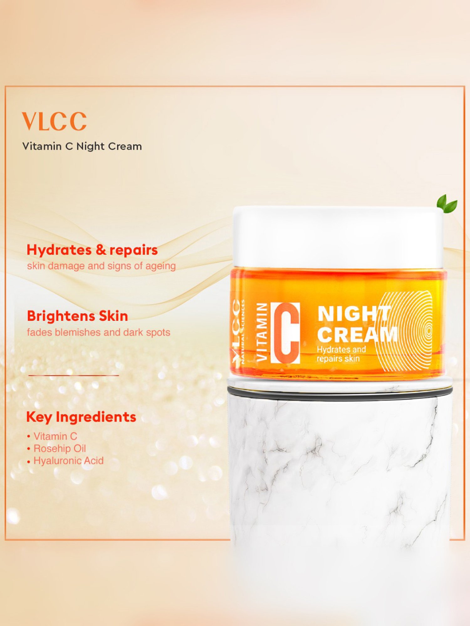 VLCC Natural Sciences Vitamin C Night Cream & VLCC Bright Glow Serum Facewash Combo