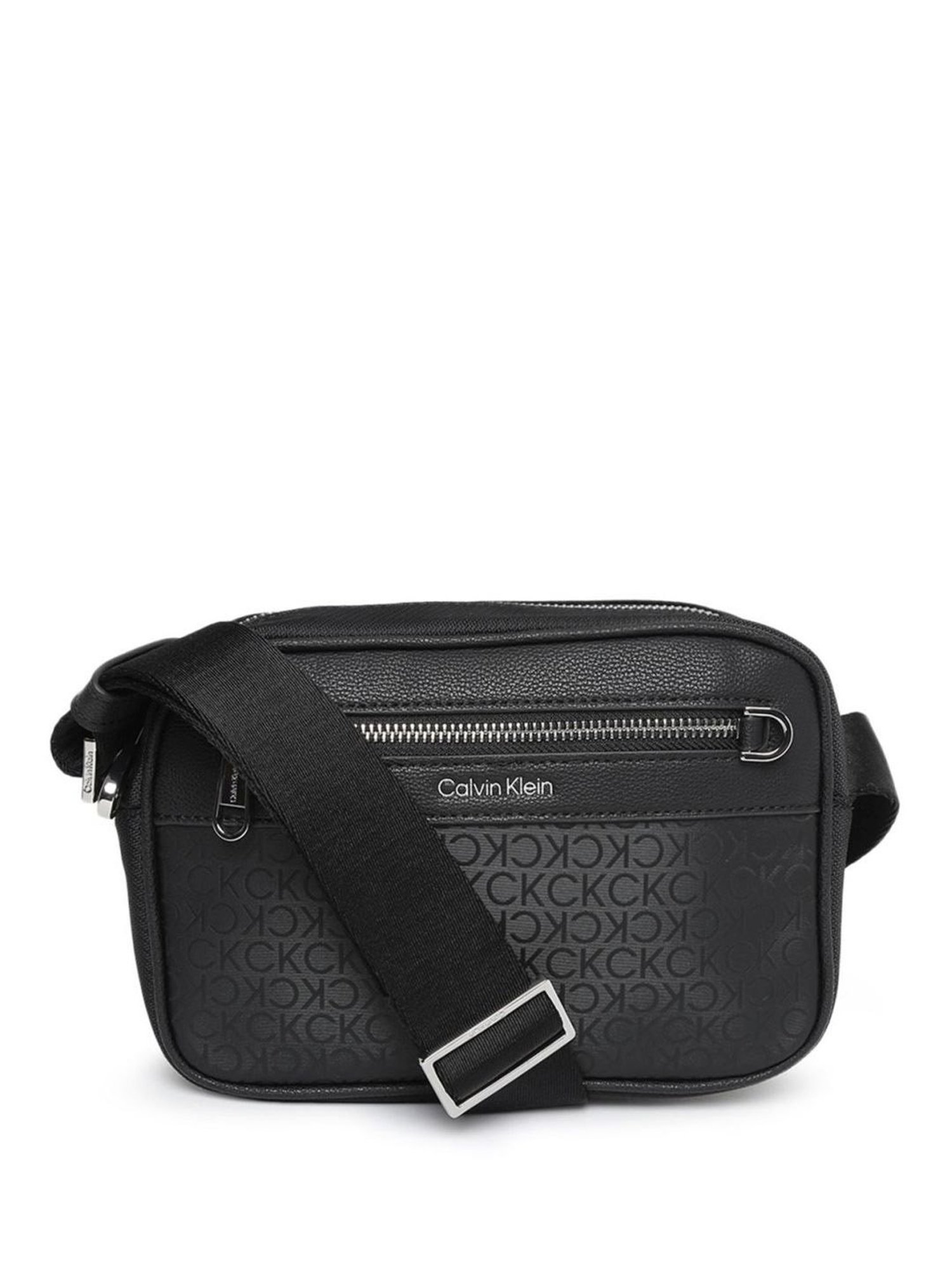 Calvin Klein Jeans Mono Black Logo Medium Cross Body Bag
