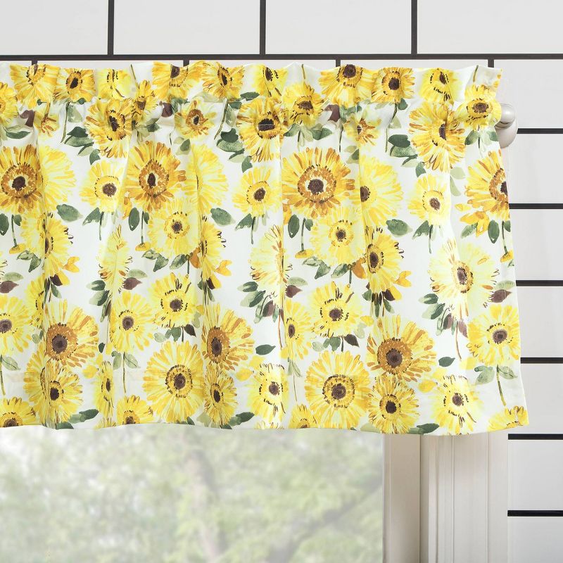 14"x54" Sunflower Print Semi Sheer Rod Pocket Kitchen Curtain Valance Yellow - No. 918