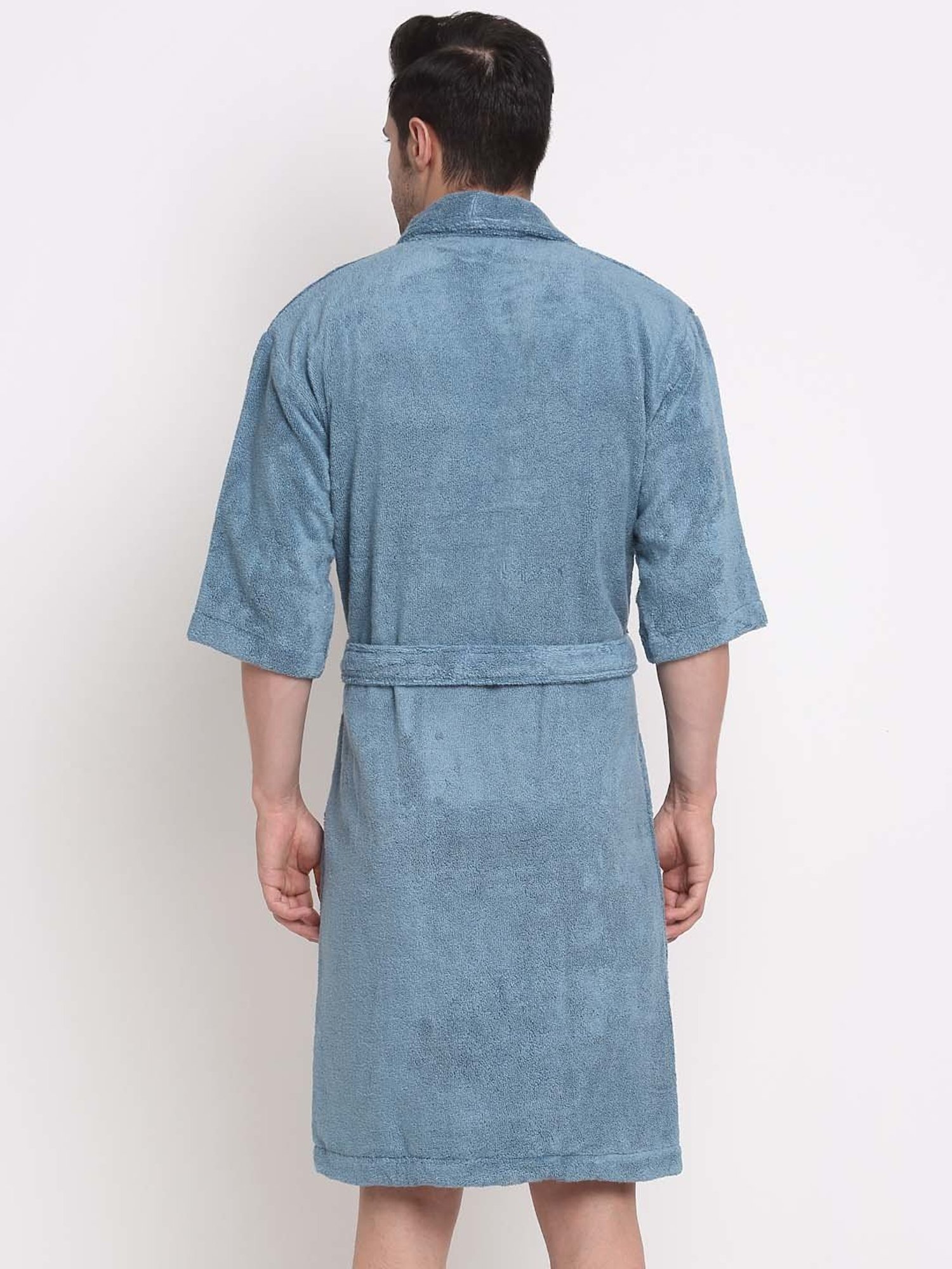 Trident Bliss Blue Cotton 400 GSM Medium Bathrobe