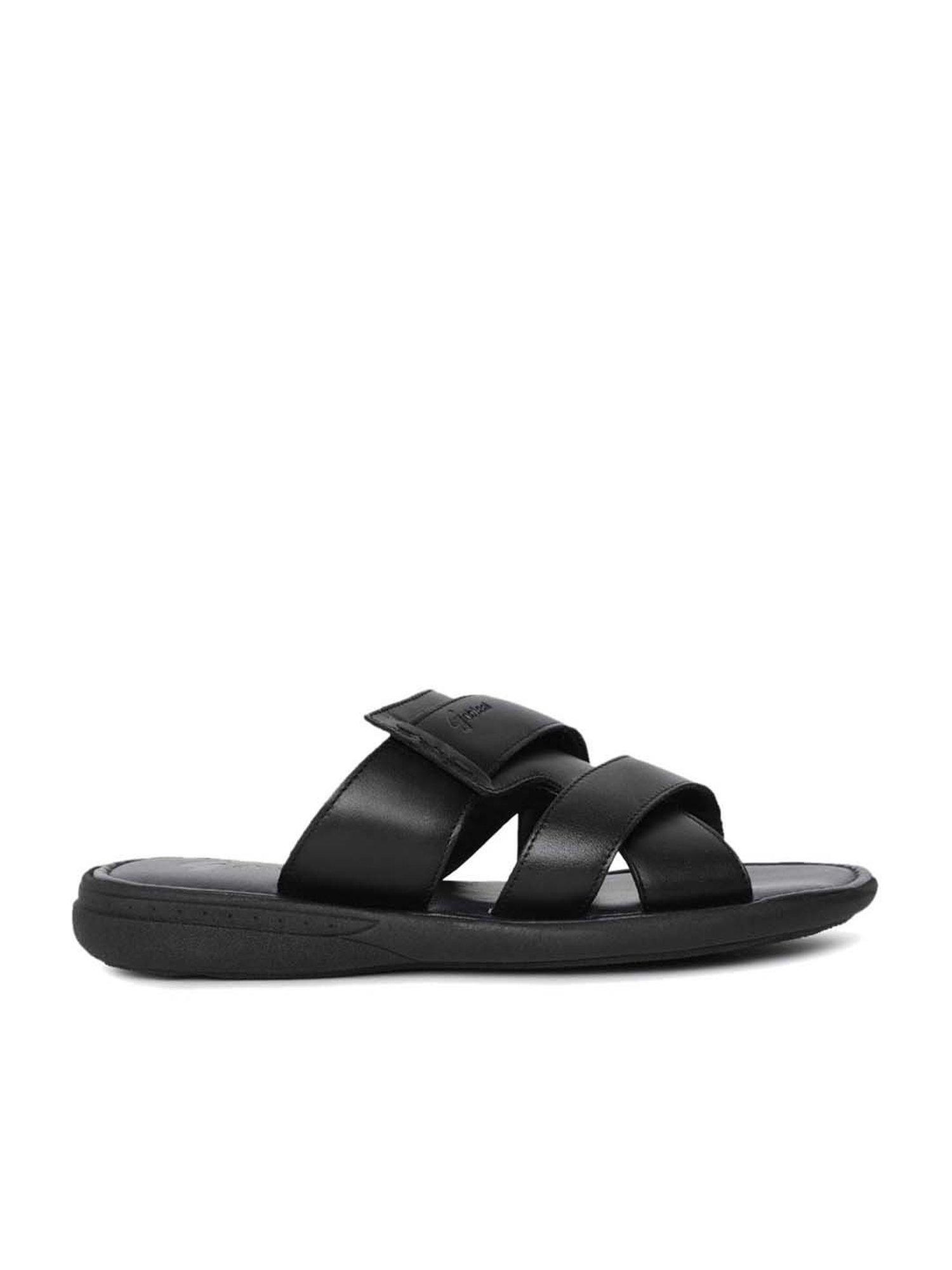 Gabicci Men's Black Cross Strap Sandals