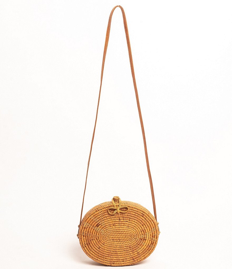 Beachgold Mandala Woven Straw Crossbody Bag