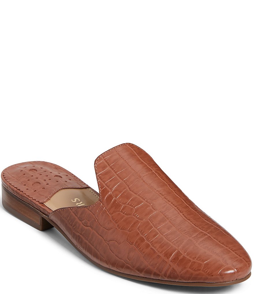Jack Rogers Delaney Croco Stamped Leather Mules