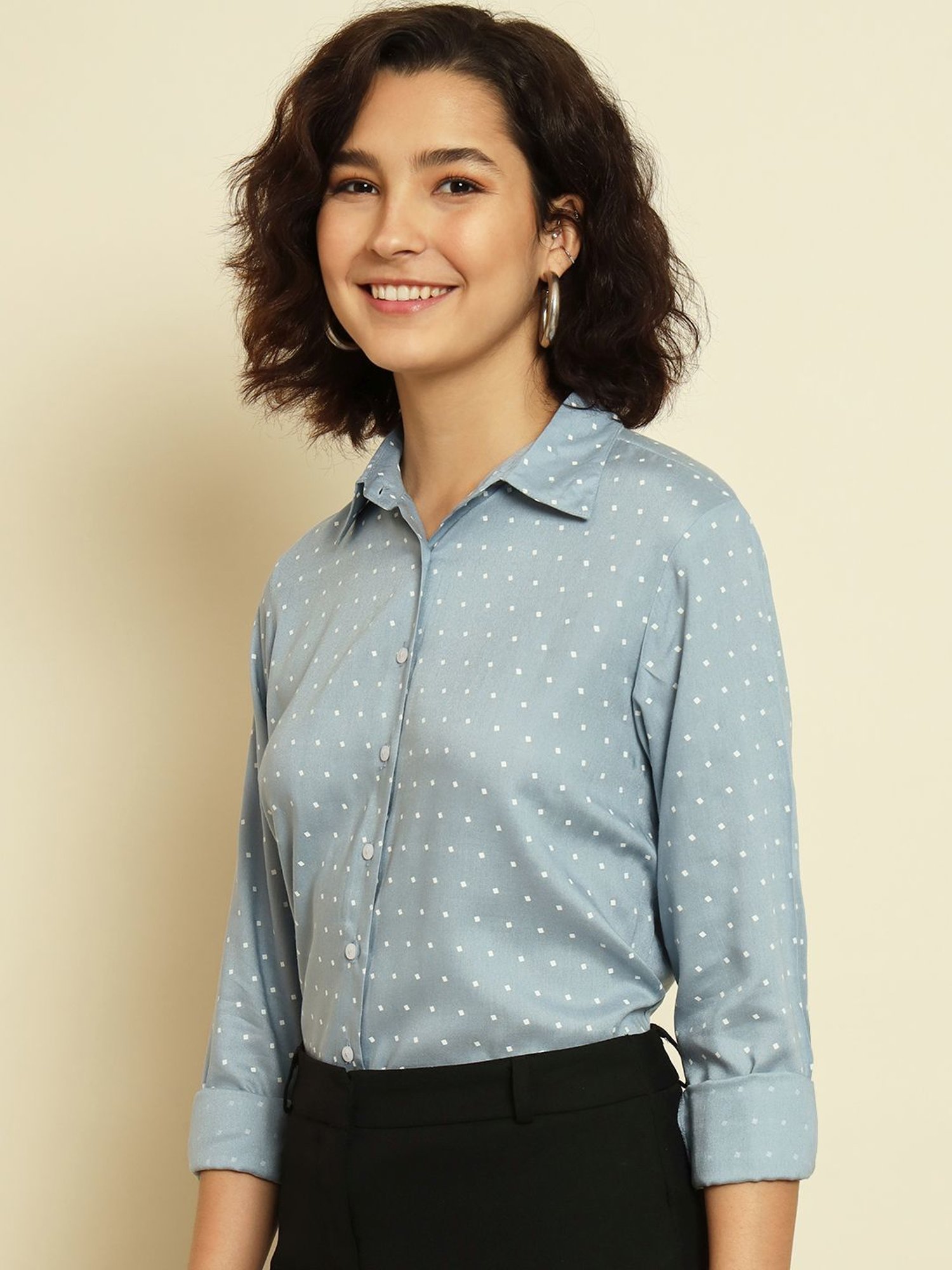 Trend Arrest Blue Polka Dots Shirt