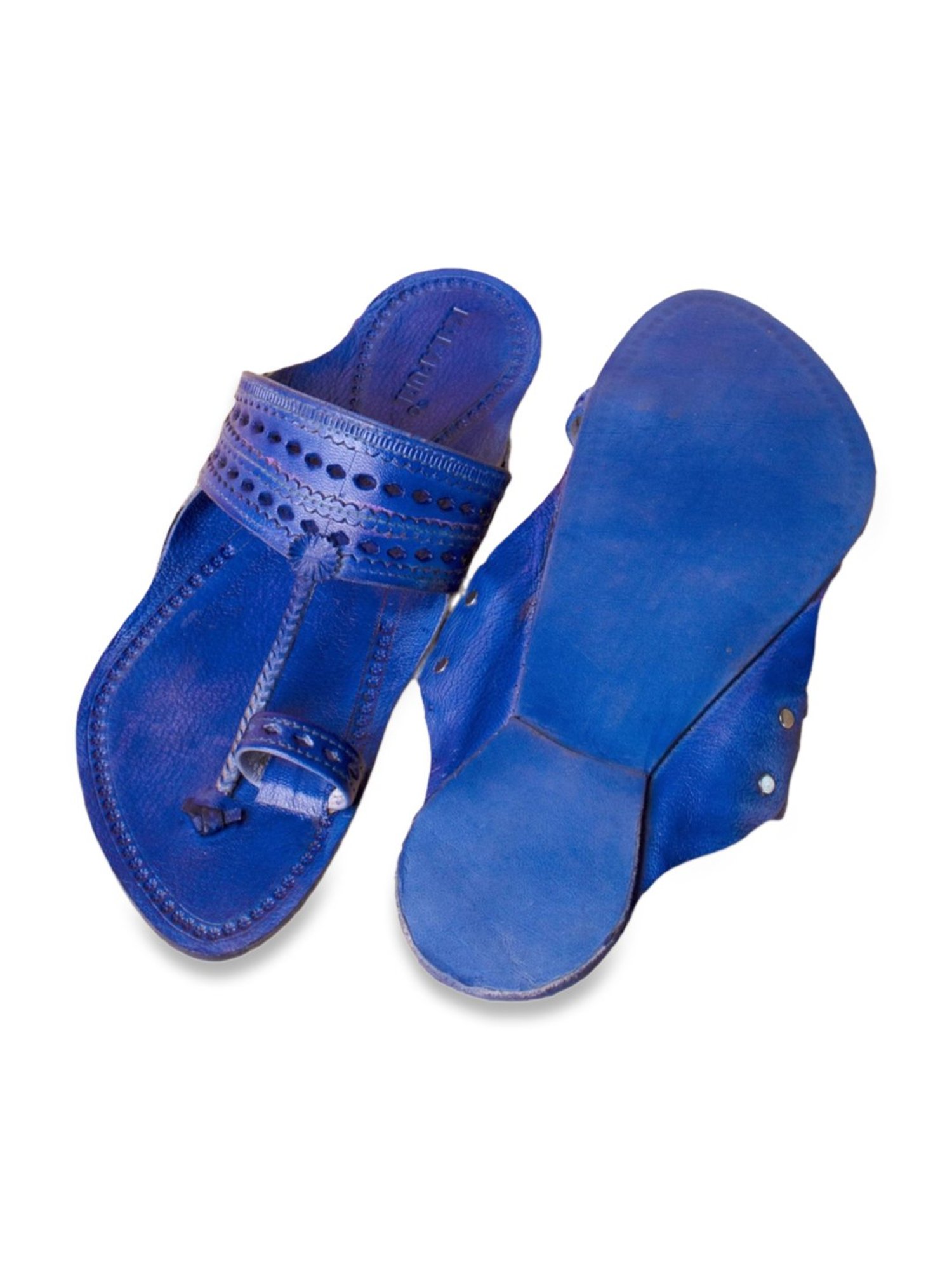 Kalapuri Men's Royal Blue Kolhapuri Sandals