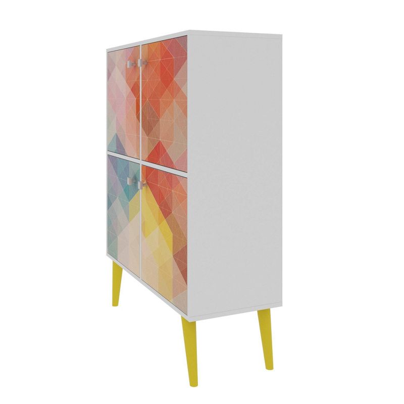 45.28" Avesta High Double Cabinet White/Yellow - Manhattan Comfort