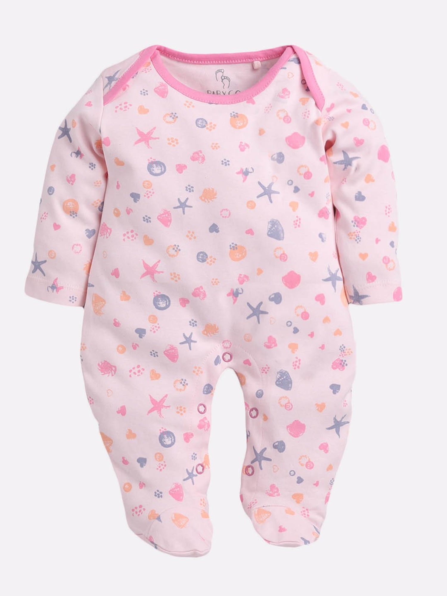 Baby Go Kids Pink Printed Rompers (Pack Of 2)