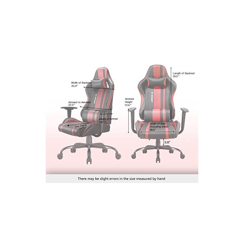 Racing Style Gaming Chair 400LBS Computer Desk Chair with Footrest and Headrest, Ergonomic Design, Large Size High-Back E-Sports Chair, PU Leather Swivel Chair (Gray-FBA)