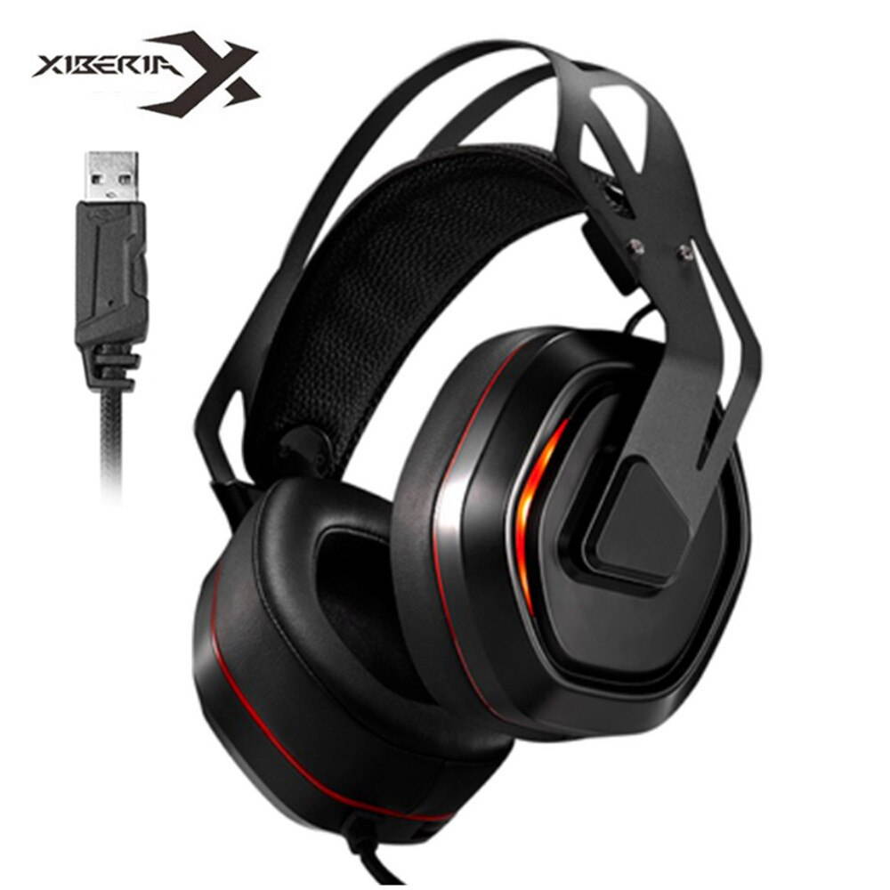 XIBERIA S18 PC Headset USB 7.1 Surround Sound Gaming Headphones Stereo Bass Casque with Microphone Led Light for Computer Laptop