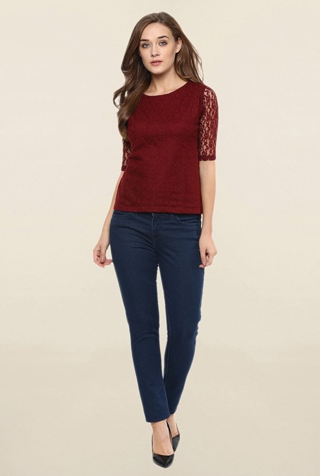 Miss Chase Maroon Lace Top