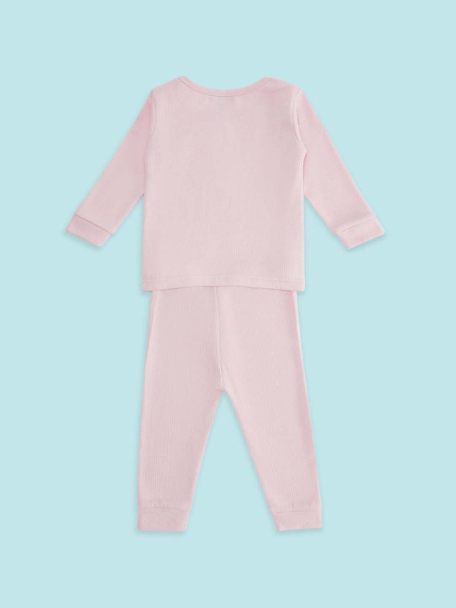 Pantaloons Baby Kids Pink Regular Fit Full Sleeves Thermal Set