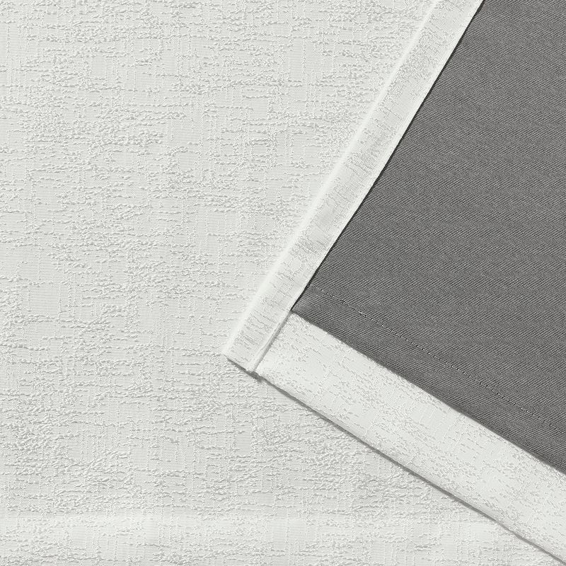 Set of 2 96"x52" Zeus Solid Textured Jacquard with Blackout Liner Hidden Tab Window Curtain Panel White - Exclusive Home
