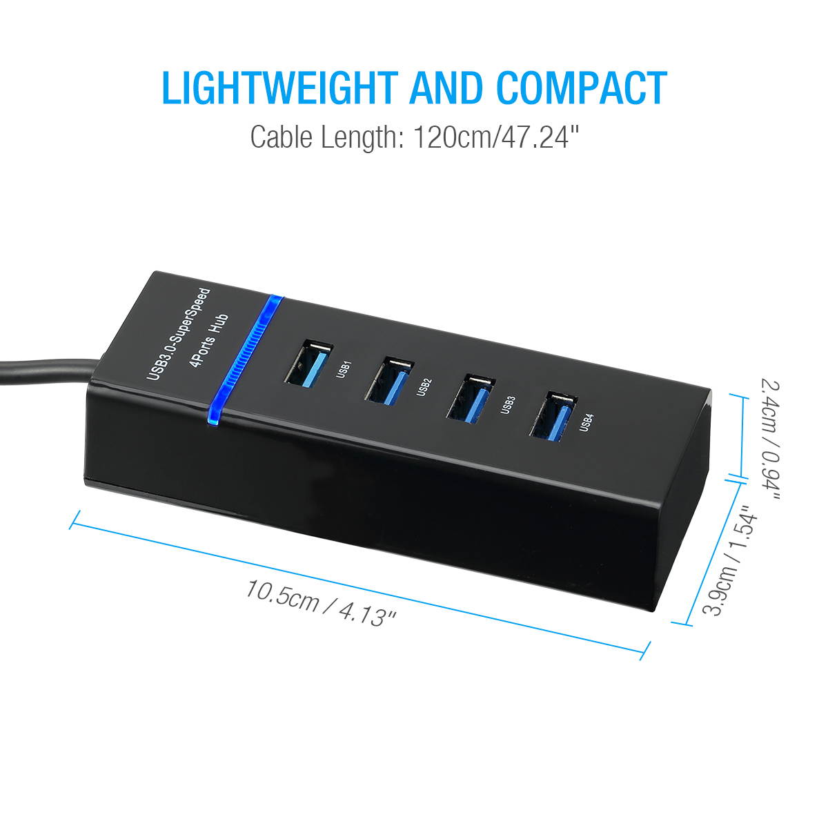 FirstPower High Speed 4-Port Type C to USB 3.0 Hub Multi Splitter Expansion USB Hub for Desktop PC Laptop Black