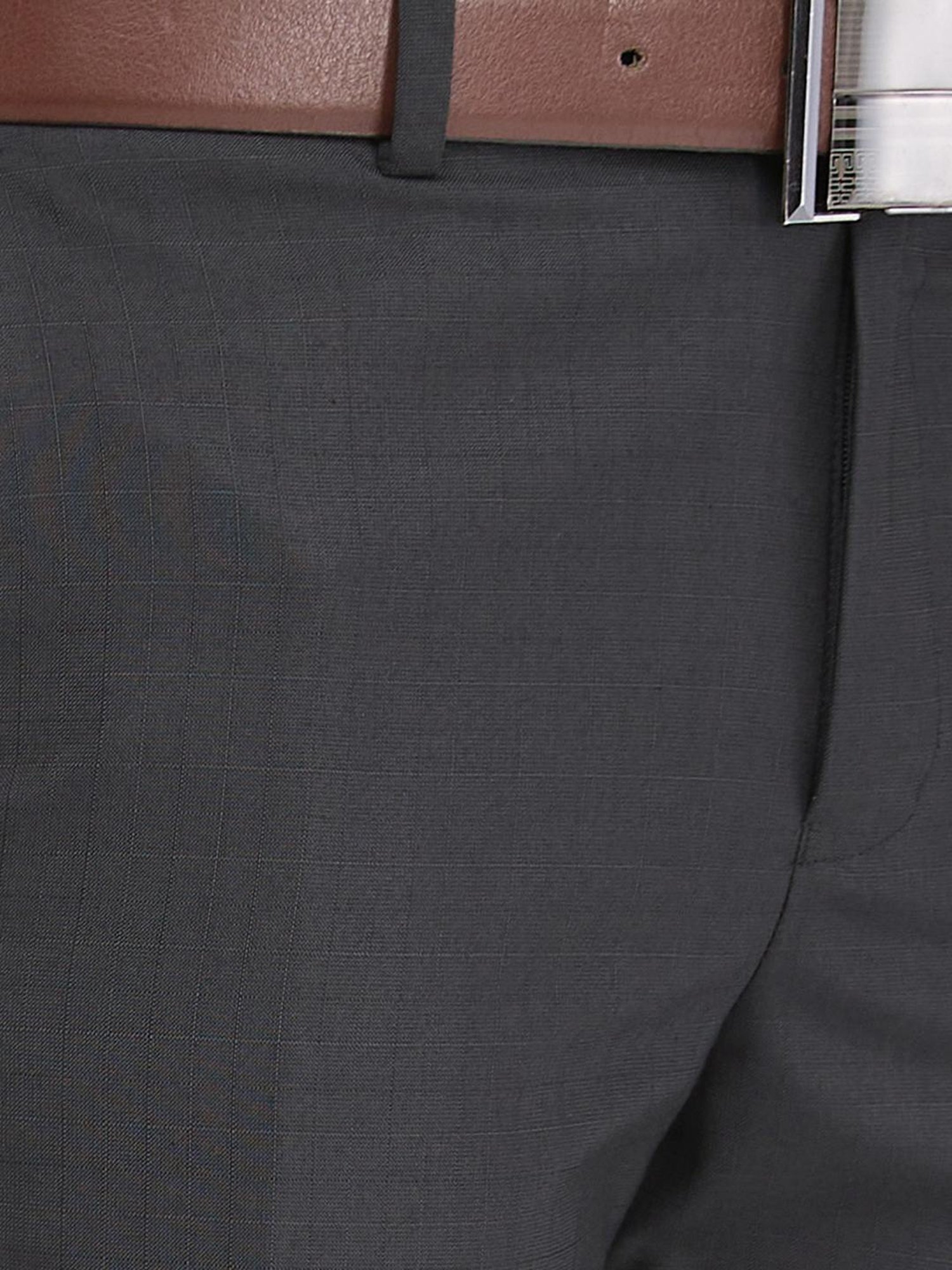 Park Avenue Black Regular Fit Checks Trousers