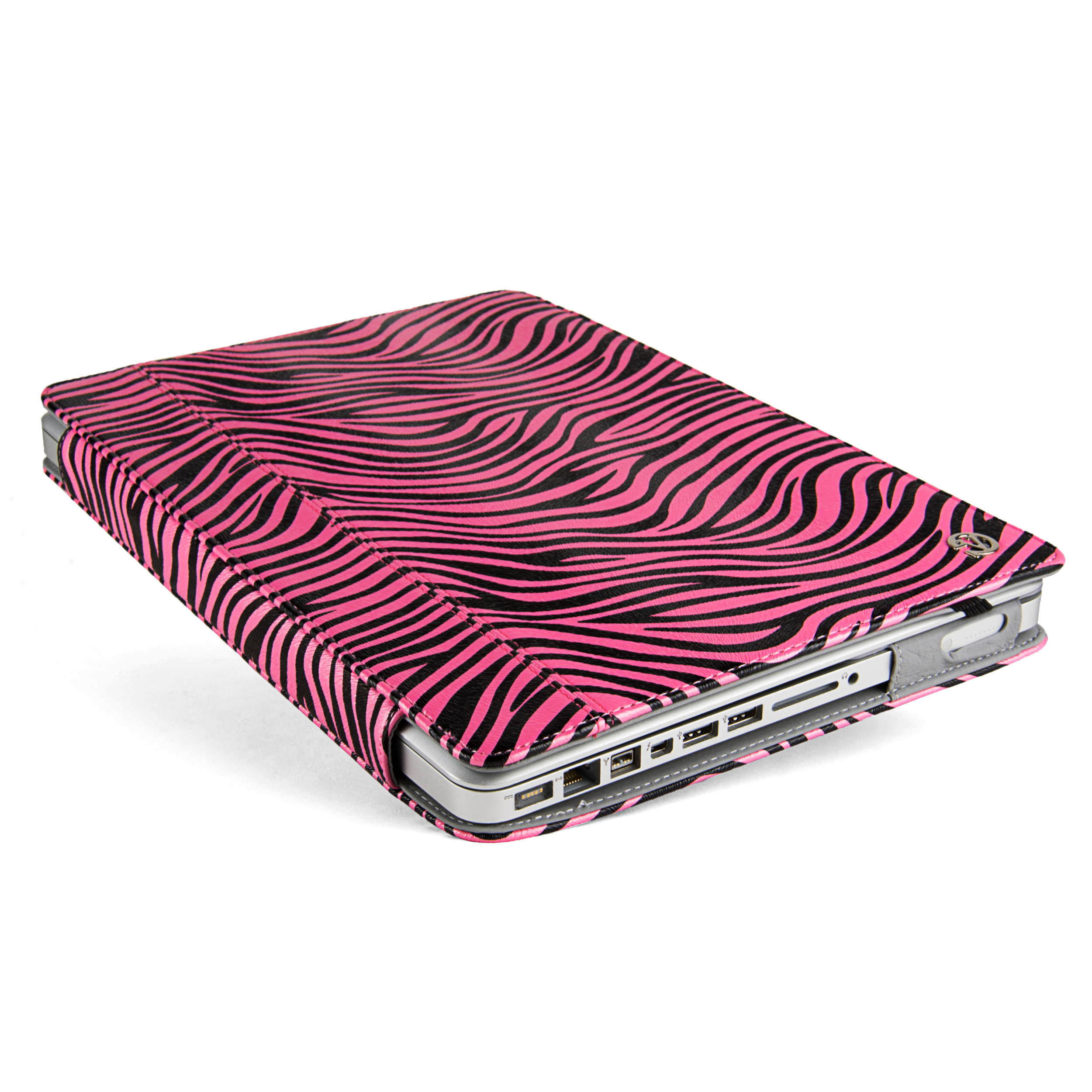 Pink/Black Zebra VanGoddy Mary Portfolio Case for 13in MacBook Pro