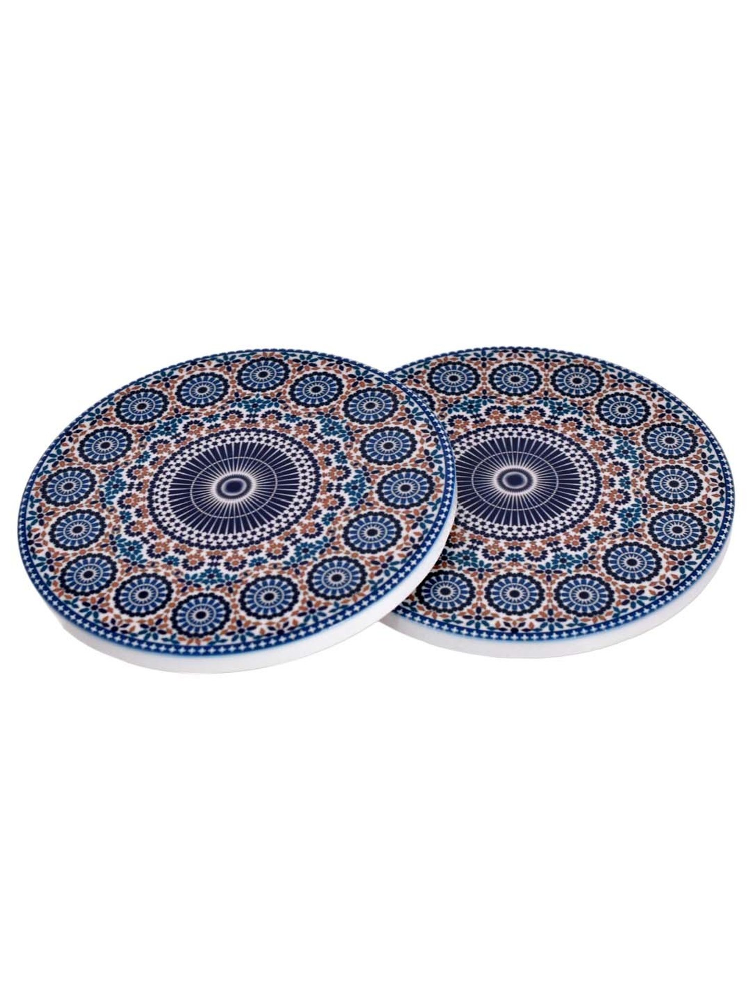 TAYHAA Blue Ceramic Exquisite Printed Coasters - Set of 2