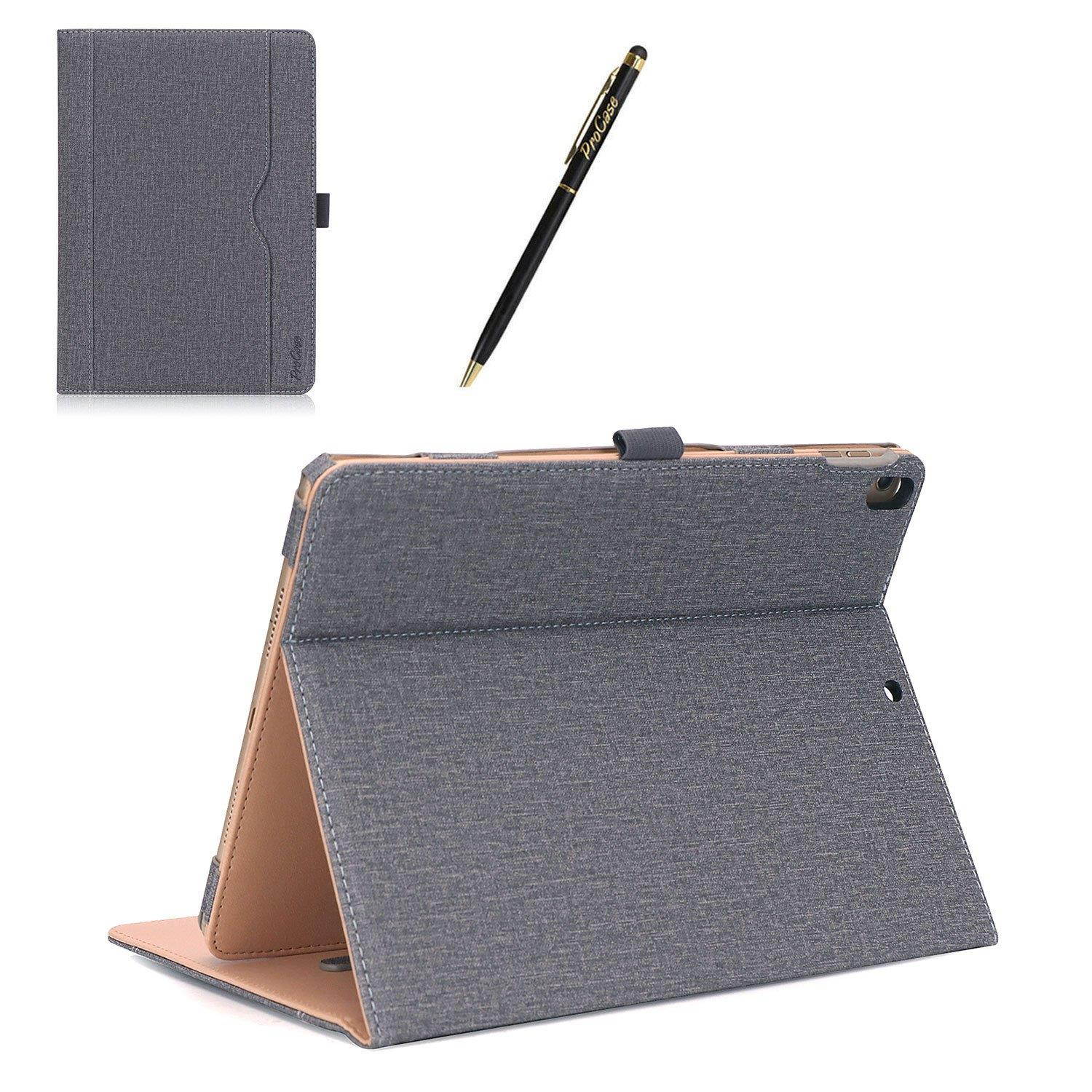 ProCase iPad Pro 10.5 Case - Vintage Stand Folio Case Cover for Apple iPad Pro 10.5 Inch 2017, Multiple Viewing Angles, with Apple Pencil Holder -Grey
