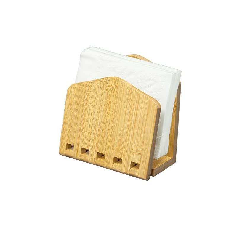 Bamboo Expandable Napkin Holder Organizing Stand, Free-Standing, Kitchen Countertop, Beige