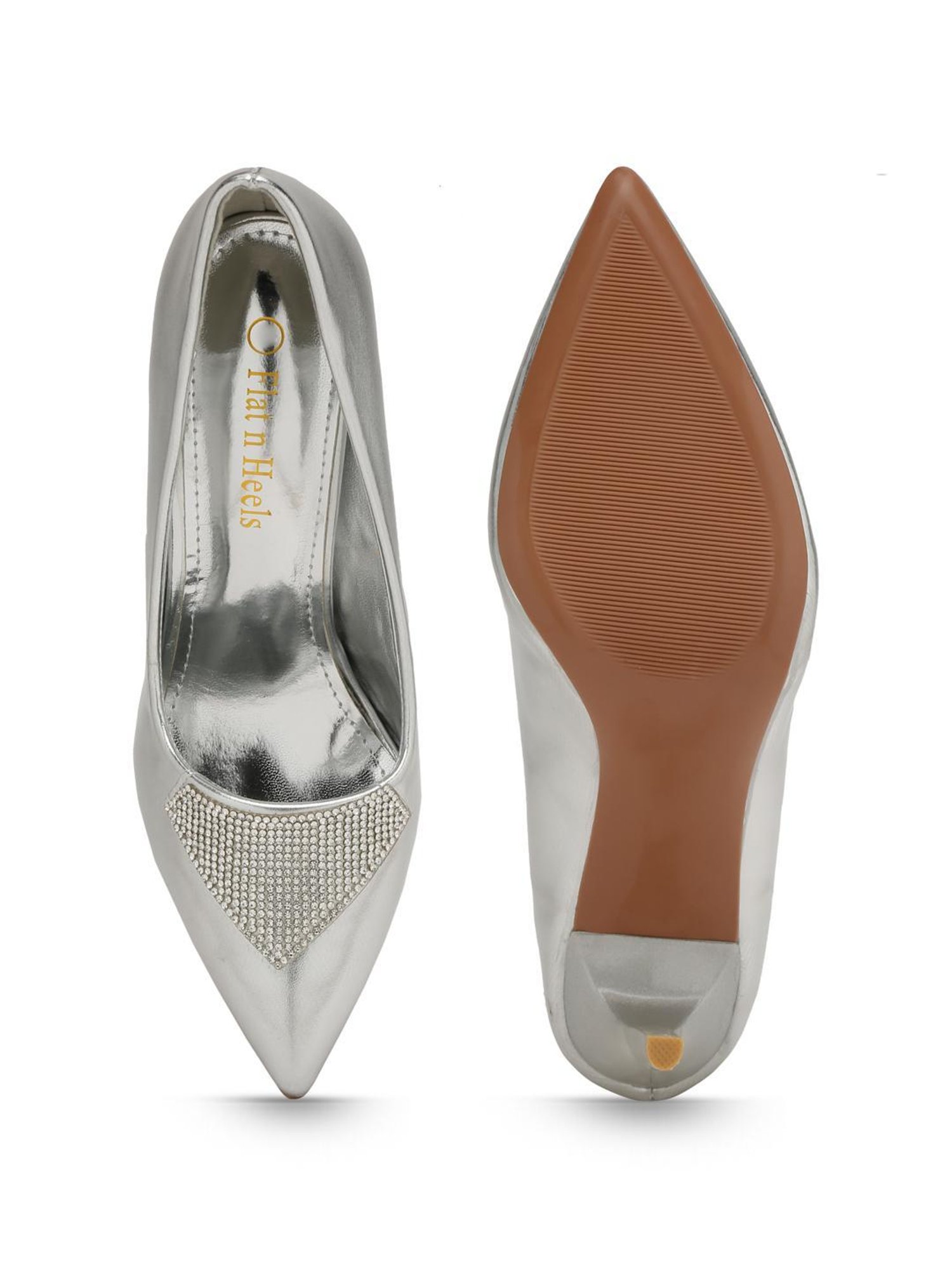 Flat N Heels Women's Silver Stiletto Pumps