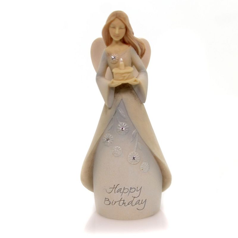 Foundations 4.25" Birthday Mini Angel Figurine Cake Celebrate  -  Decorative Figurines