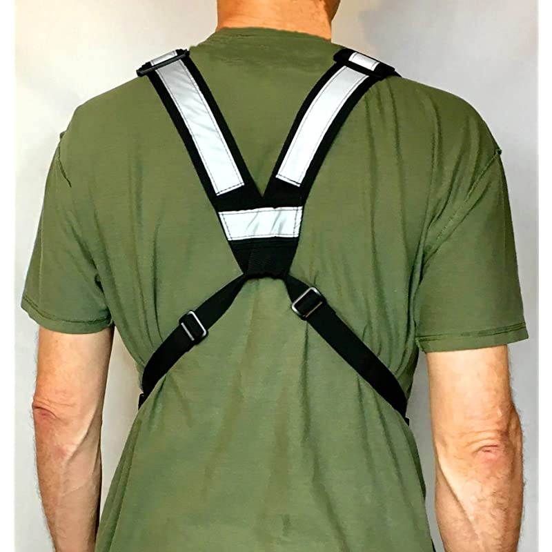 Dual Portable Radio 3m Reflective Chest Harness Vest Chaleco Front Pouch Holder Holster for Two Way Walkie Talkie GPS Firefighter EMS EMT SAR Search Rescue Tactical Refineries Construction