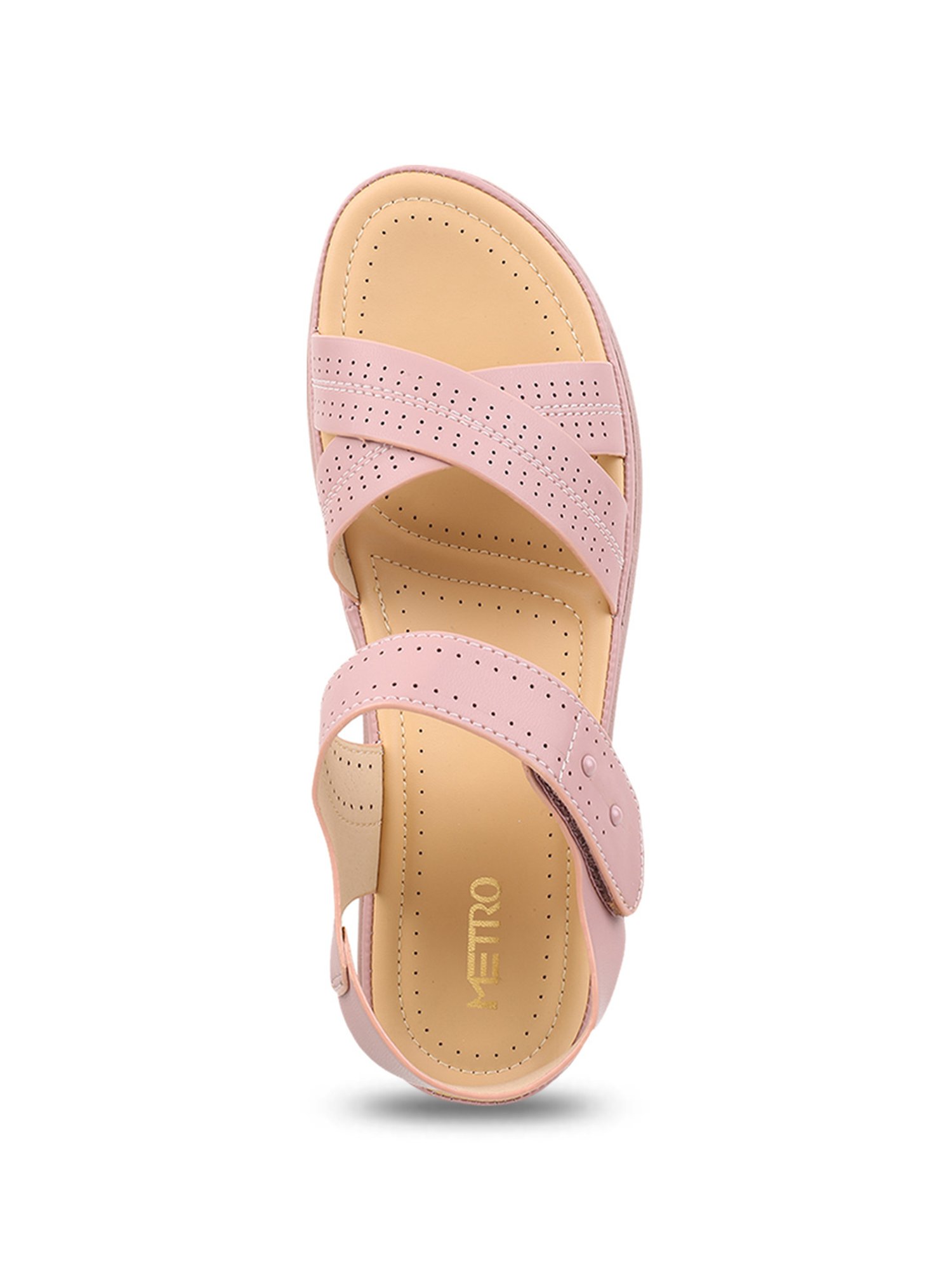 Metro Women's Peach Ankle Strap Wedges