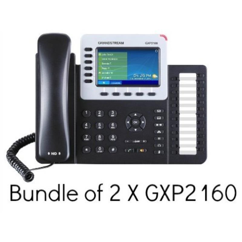 Grandstream GXP2160 2-PACK Enterprise 6-Line IP Phone 4.3 LCD PoE Bluetooth