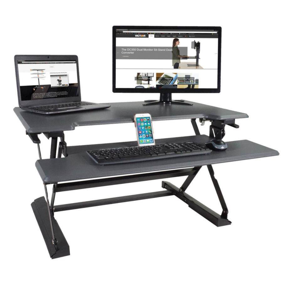 VICTOR TECH DCX760G Standing Desk, 36, Gray
