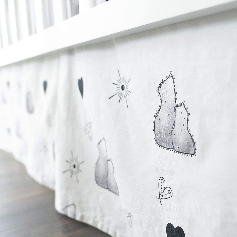 JumpOff Jo Crib Bedding Set, Includes Cotton Crib Sheet, Crib Skirt, and Minky Quilt, 3 Pieces, Mama Bear Blue