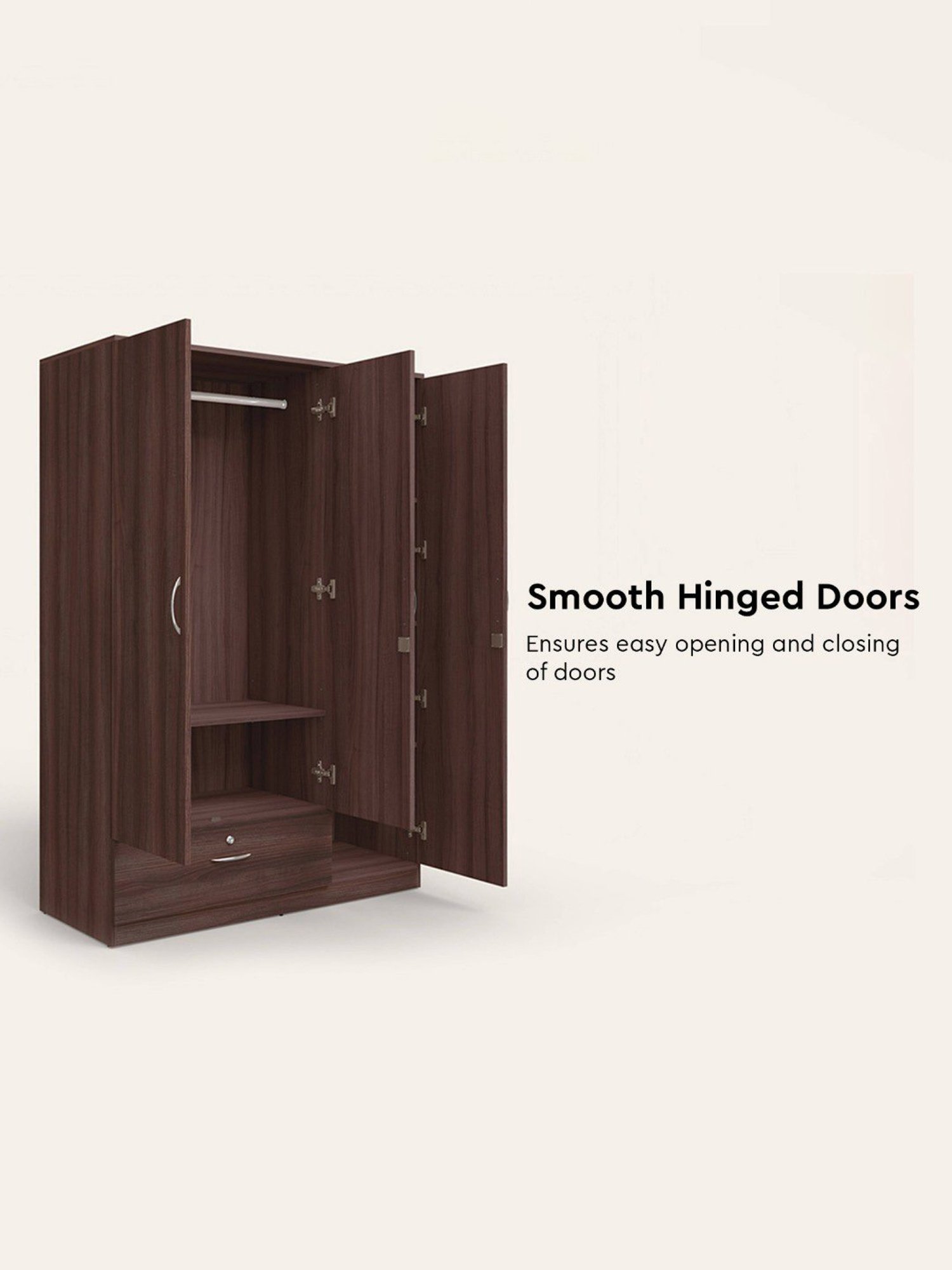Godrej Interio Ewa Brown Engineered Wood 4 Door Wardrobe